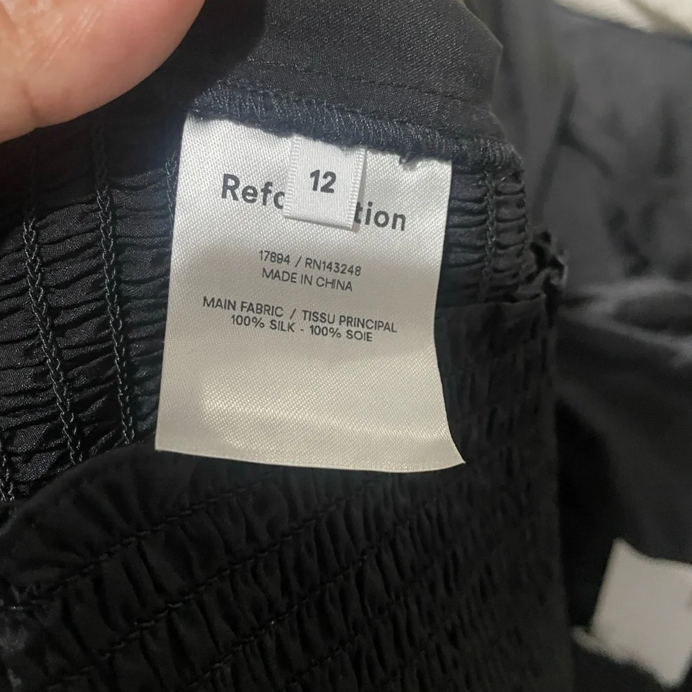 Reformation Black Satin Blouse 100%Silk